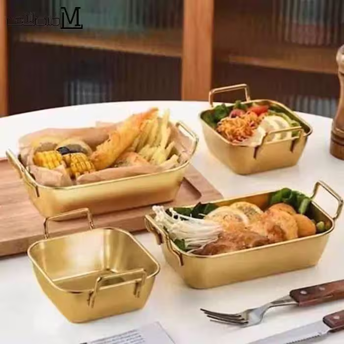 تابه مستطیل و مربع استیل طلایی