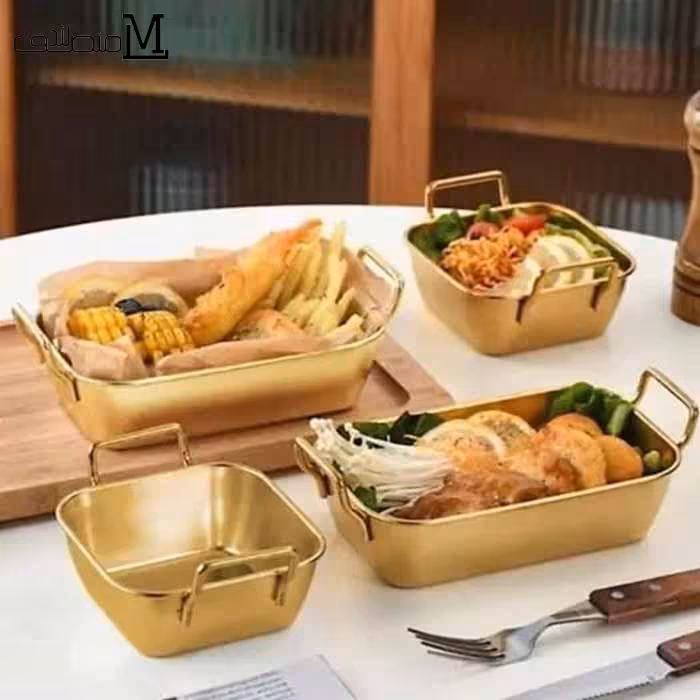 تابه مستطیل و مربع استیل طلایی