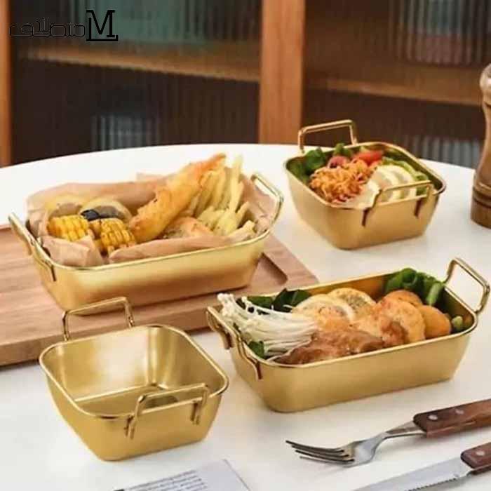 تابه مستطیل و مربع استیل طلایی