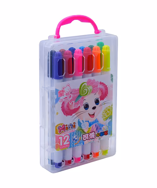 ماژیک نقاشی  طلقی 12 رنگ چمدانی دسته دار