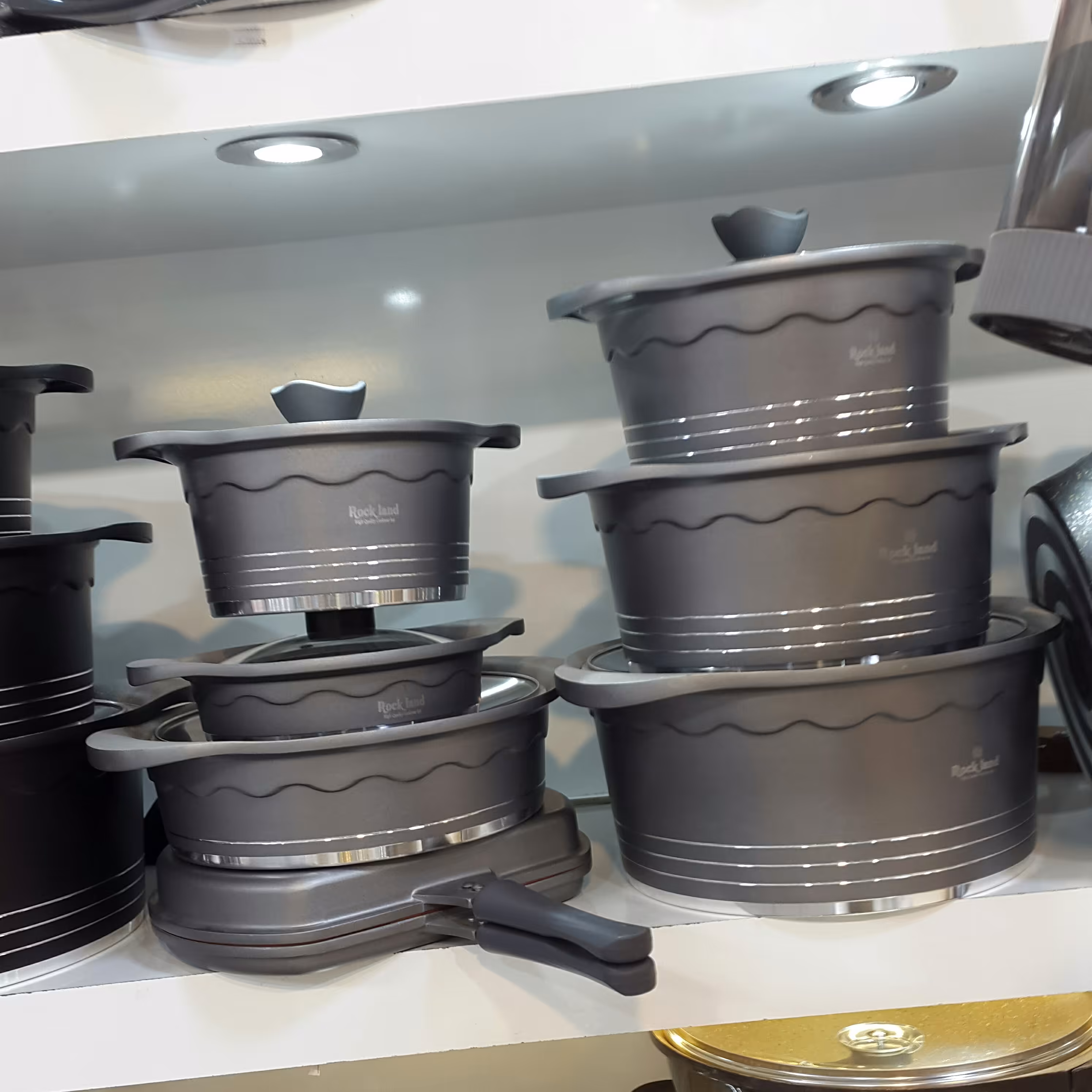 سرویس قابلمه چدن گرانیتی 14 پارچه راکلند رنگ طوسی