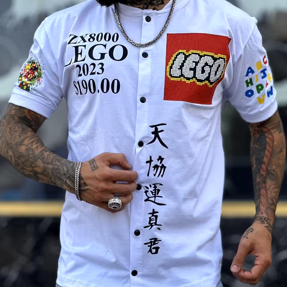 تیشرت بیسبالی طرح کتونی لگو