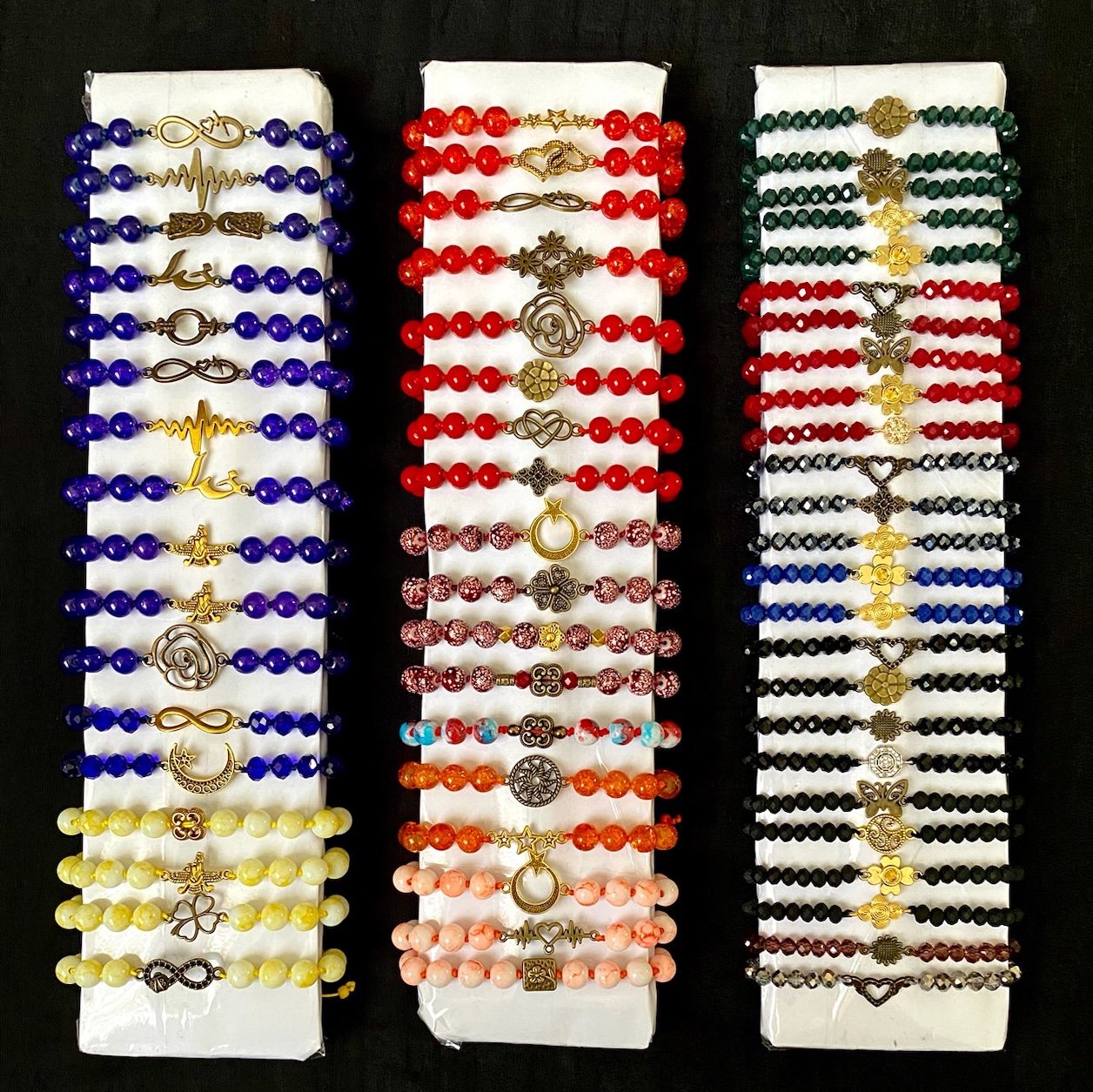 فروش تک و عمده دستبند مهره ای آبرنگی 4 (قیمت یک عدد)