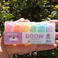 ماژیک هایلایت علامتگذار 6 عددی مدل خرس تدی مدل پاستلی( رنگ های روشن )