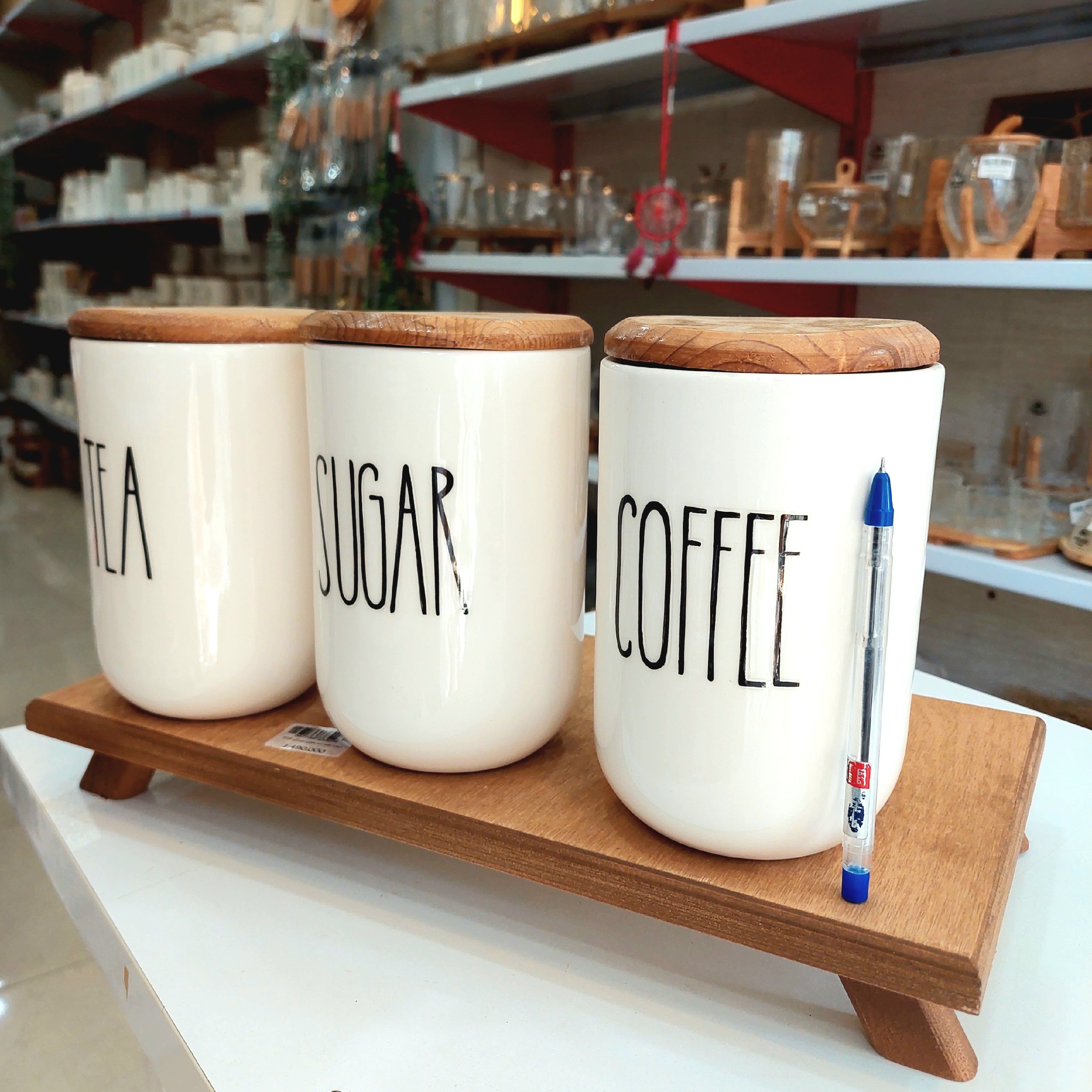 بانکه پاسماوری سرامیکی سایز بزرگ تکست درب چوبی نوشته انگلیسی 3 عددی