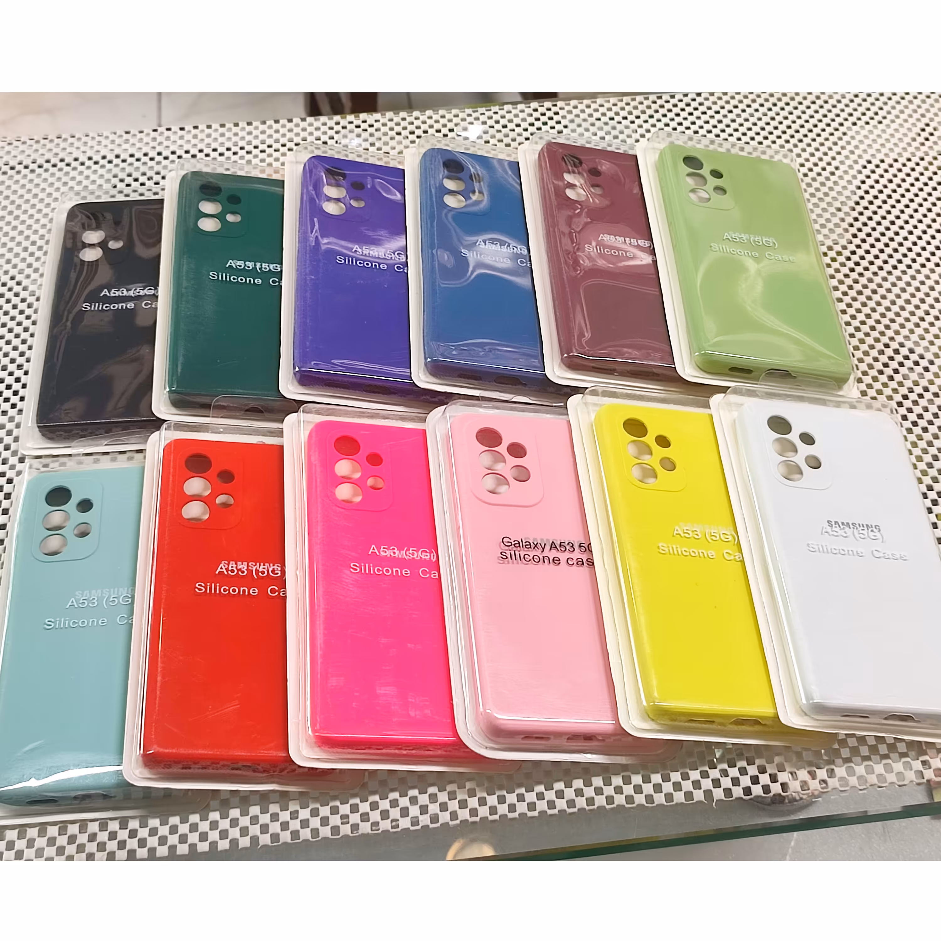 گارد سیلیکونی اصلی5g  A53 در رنگهای سبز پسته ای  یشمی زرشکی آبی بنفش سفید صورتی قرمز ابی 