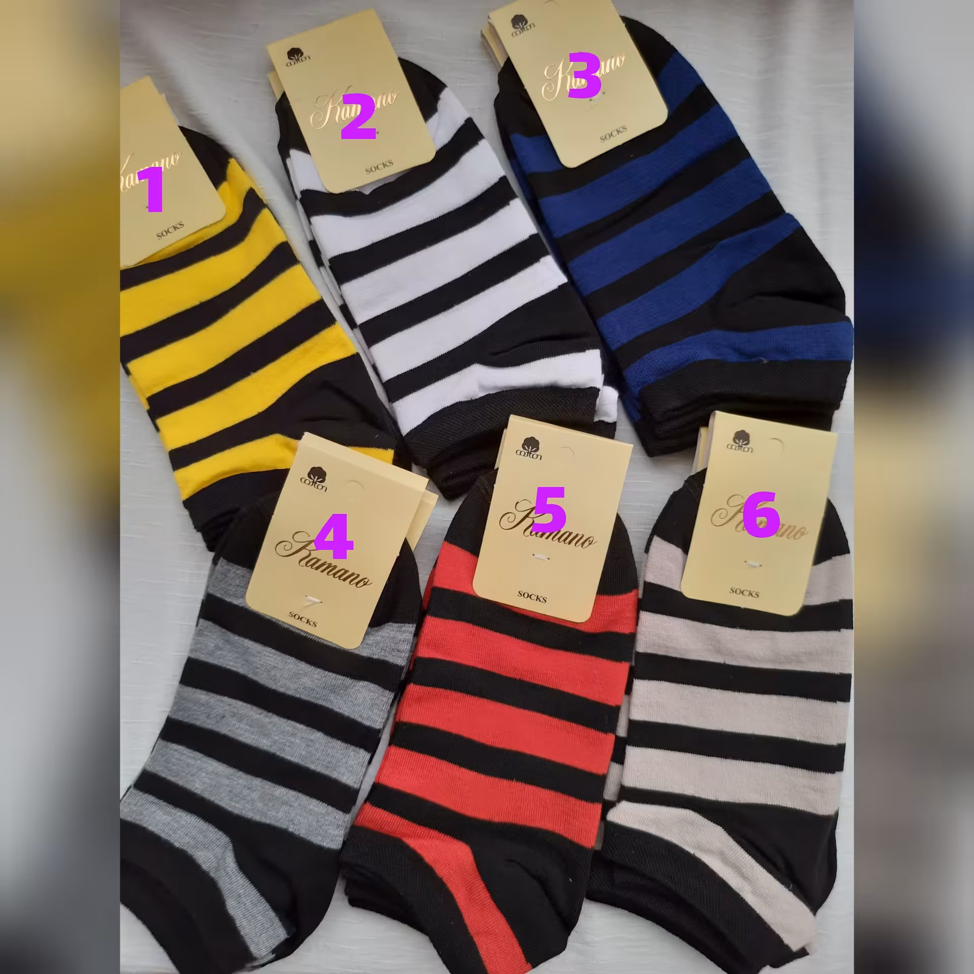 یک جین جوراب مچی راه راه دخترانه و زنانه جنس درجه یک رنگ بندی طبق عکس