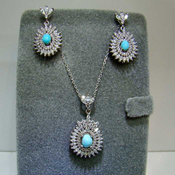 نیمست سولیتر فیروزه نیشابوری ایتالیایی با روکش طلاسفیدمحشر