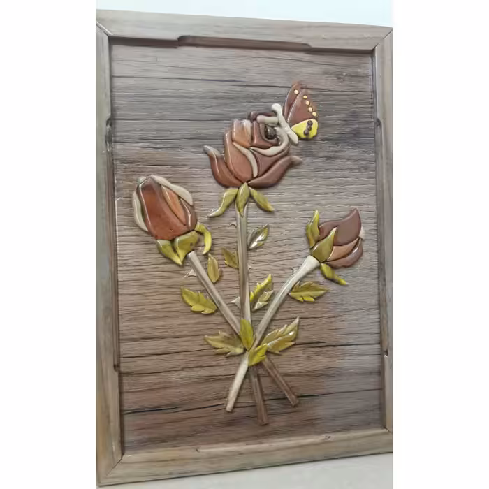 تابلو معرق گل برجسته چوبی دست ساز (چفتکاری)