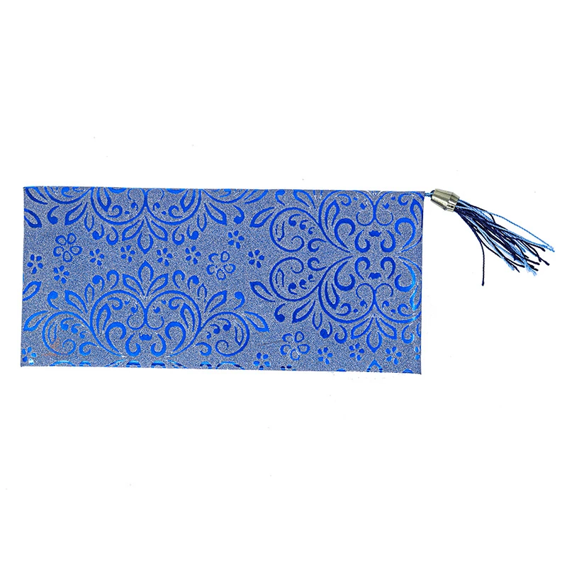 پاکت پول اکلیلی منگوله دار طرح گل آبی