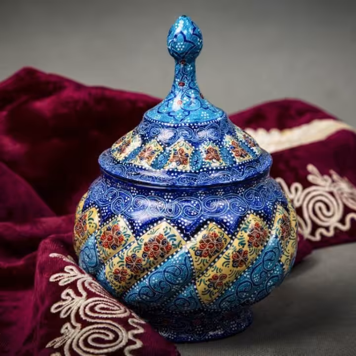 قندان مینا کاری 15 سانتی صنایع دستی سایروس 