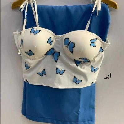 ست کراپ شلوار پروانه ای