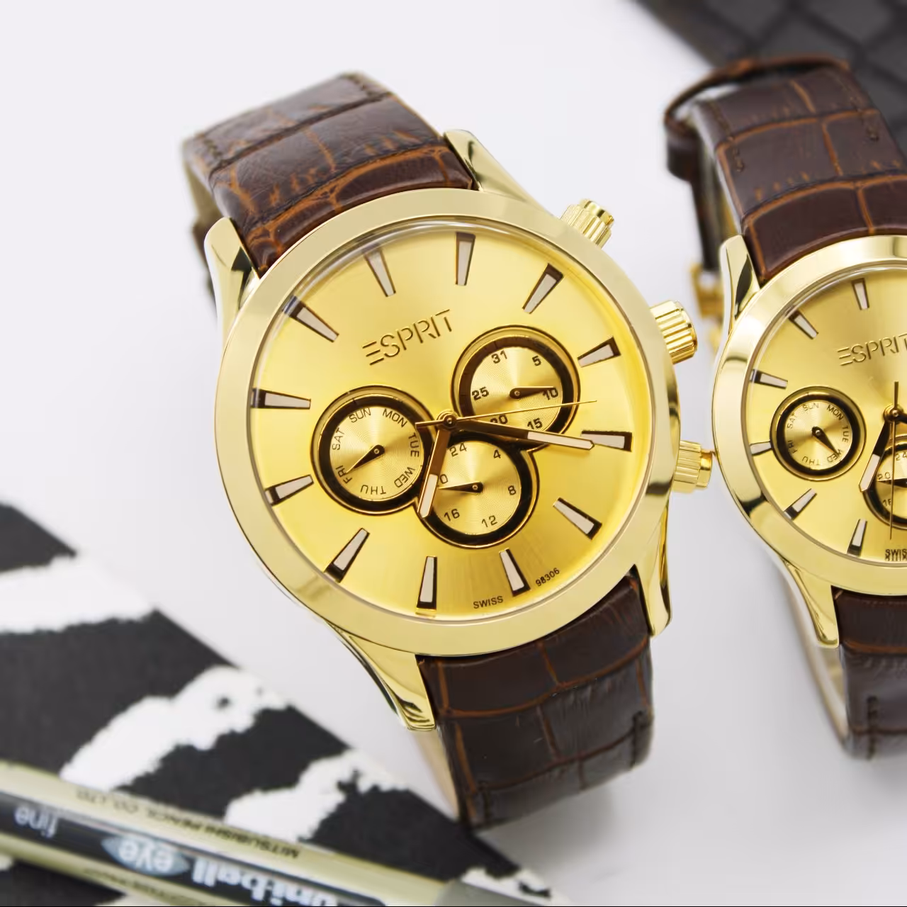 ساعت مچی ست زنانه و مردانه اسپریت-بند چرم3 عقربه فعال فول تایم مدل98306