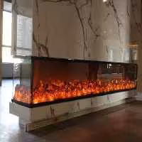 شومینه برقی سه نما با یک موتور دا تی فن و هیتر ، کنترل دار با  ده طیف رنگ اصلی 