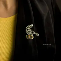 گلسینه نقره به همراه سنگ نگارگری