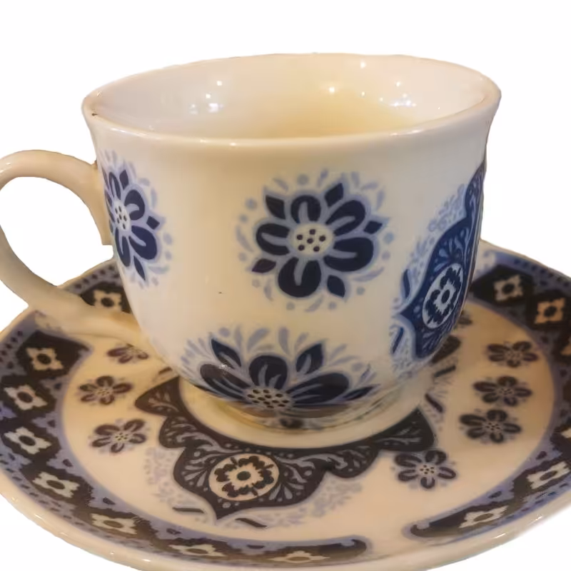 فنجان نعلبکی چینی طرح فرانسه  نقش گل، چای خوری قهوه خوری فنجان نلبکی 