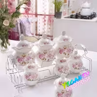  پاسماوری جاادویه ای و قند و شکر 7 پارچه گل دار همراه استند