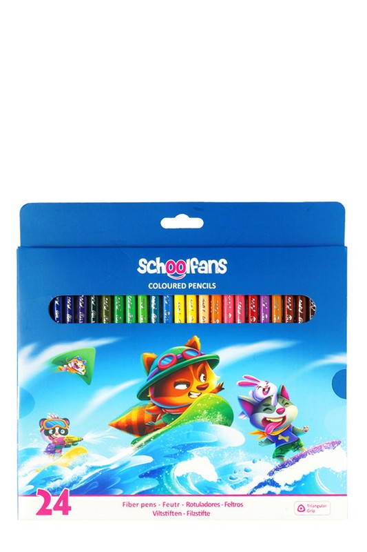 مداد رنگی 24 رنگ سه گوش جعبه مقوایی 92449 اسکول فنس schoolfans
