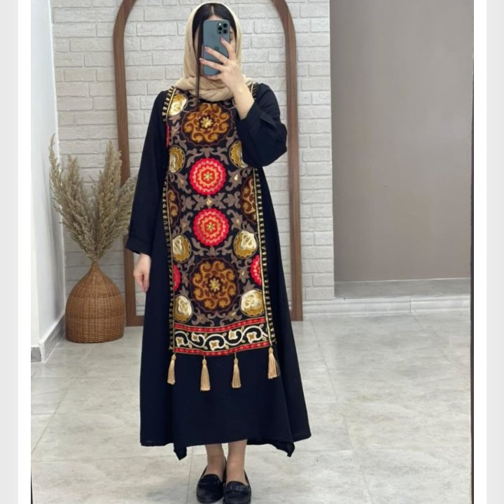 پیراهن مانتویی بخارا دوزی