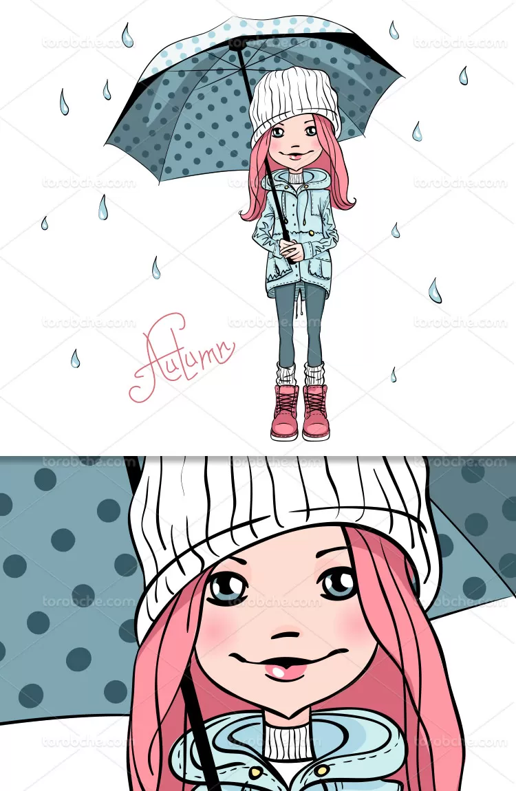 وکتور کاراکتر دختر پاییزی | گرافیک با طعم تربچه