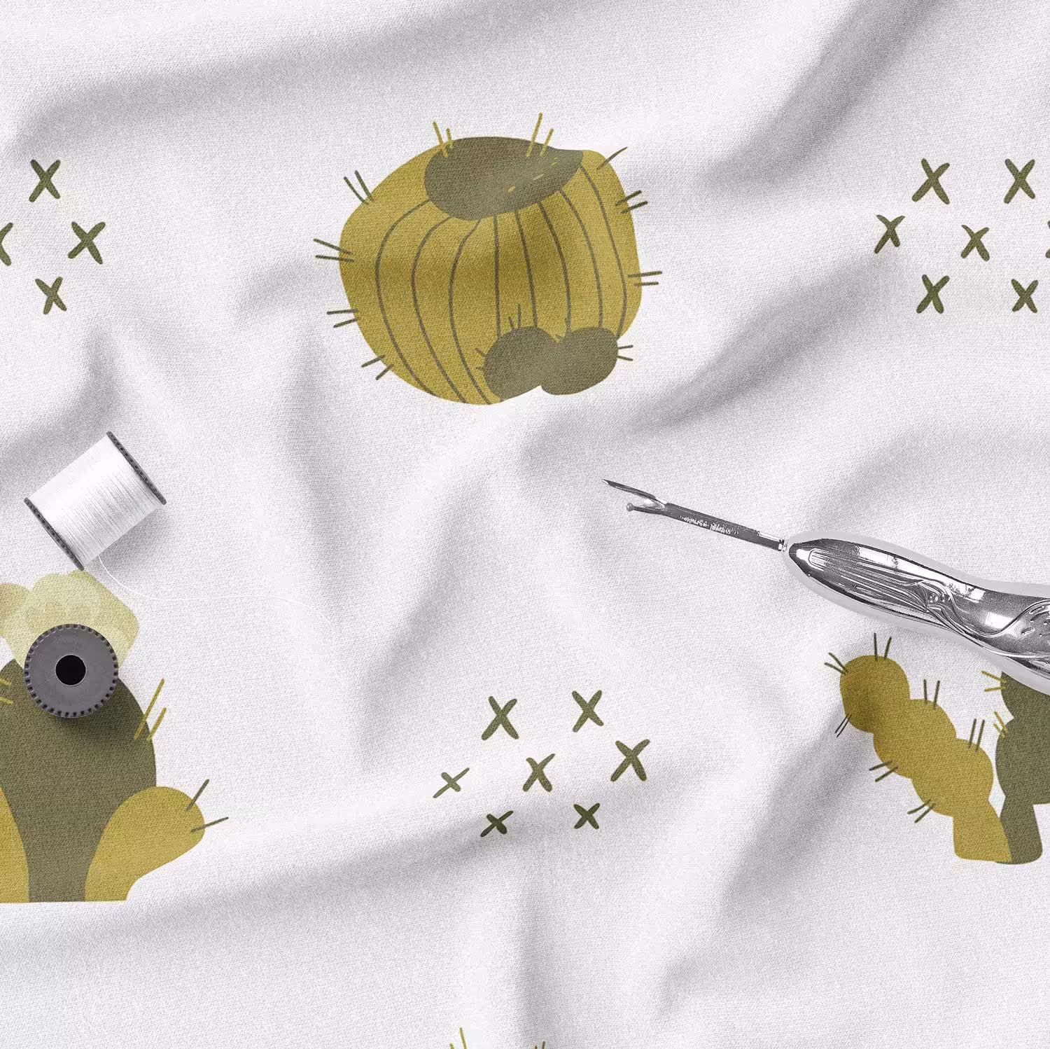 پارچه روبالشی مخمل پارچه باما طرح کاکتوس  کد 5011613