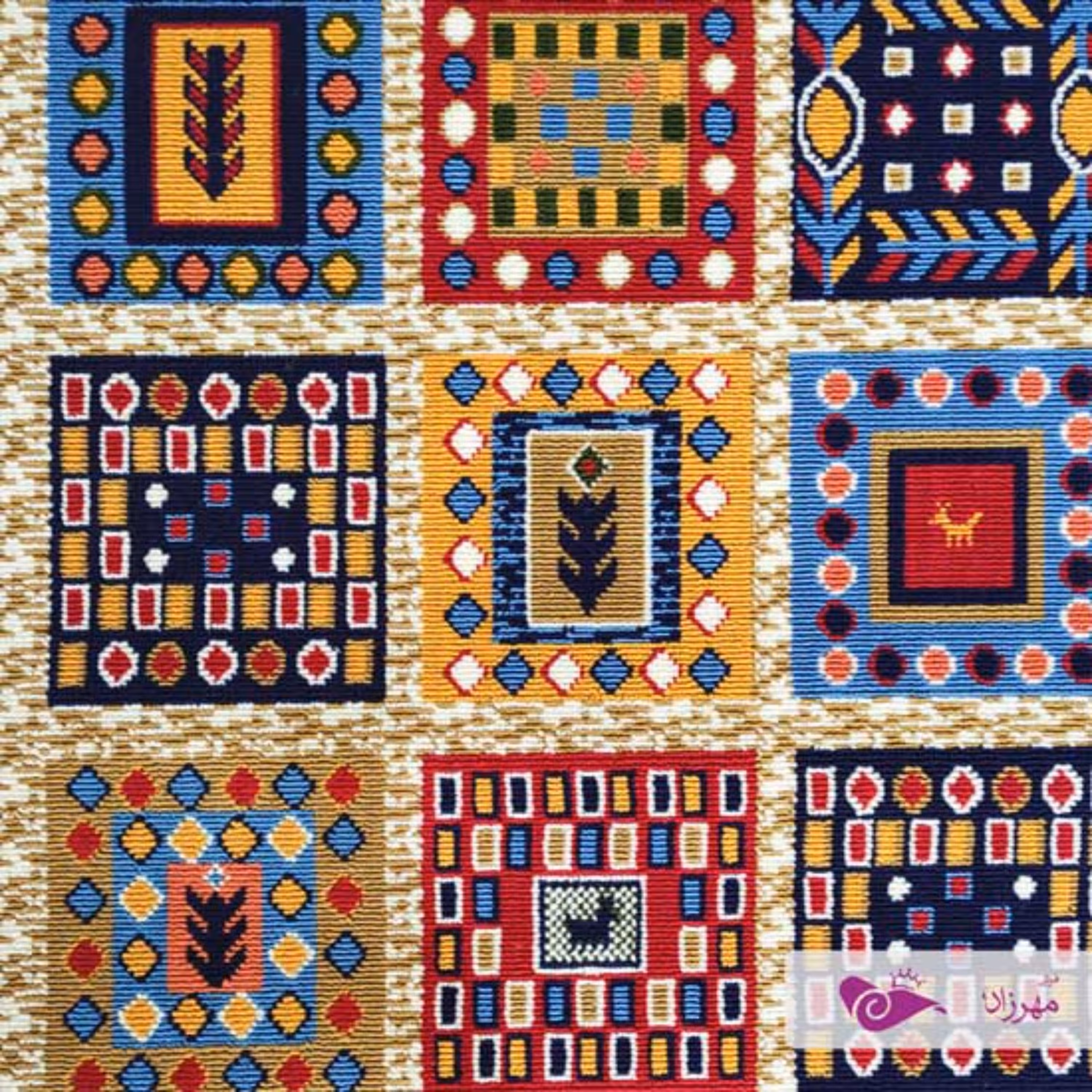 گلیم ماشینی 9 متری طرح سرامیکی بژ