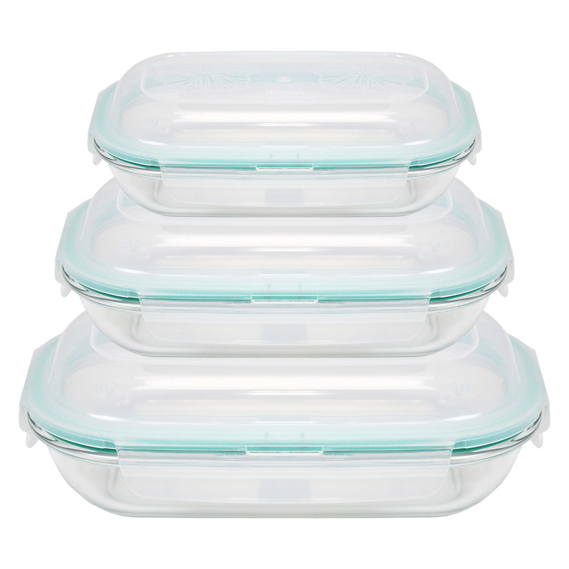  ظرف نگهدارنده لیمون مدل GLASS CONTAINER مجموعه 3 عددی