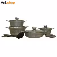 سرویس قابلمه 11 پارچه طوسی نقره ای کلاسیک مدل UN-7706 کد 248