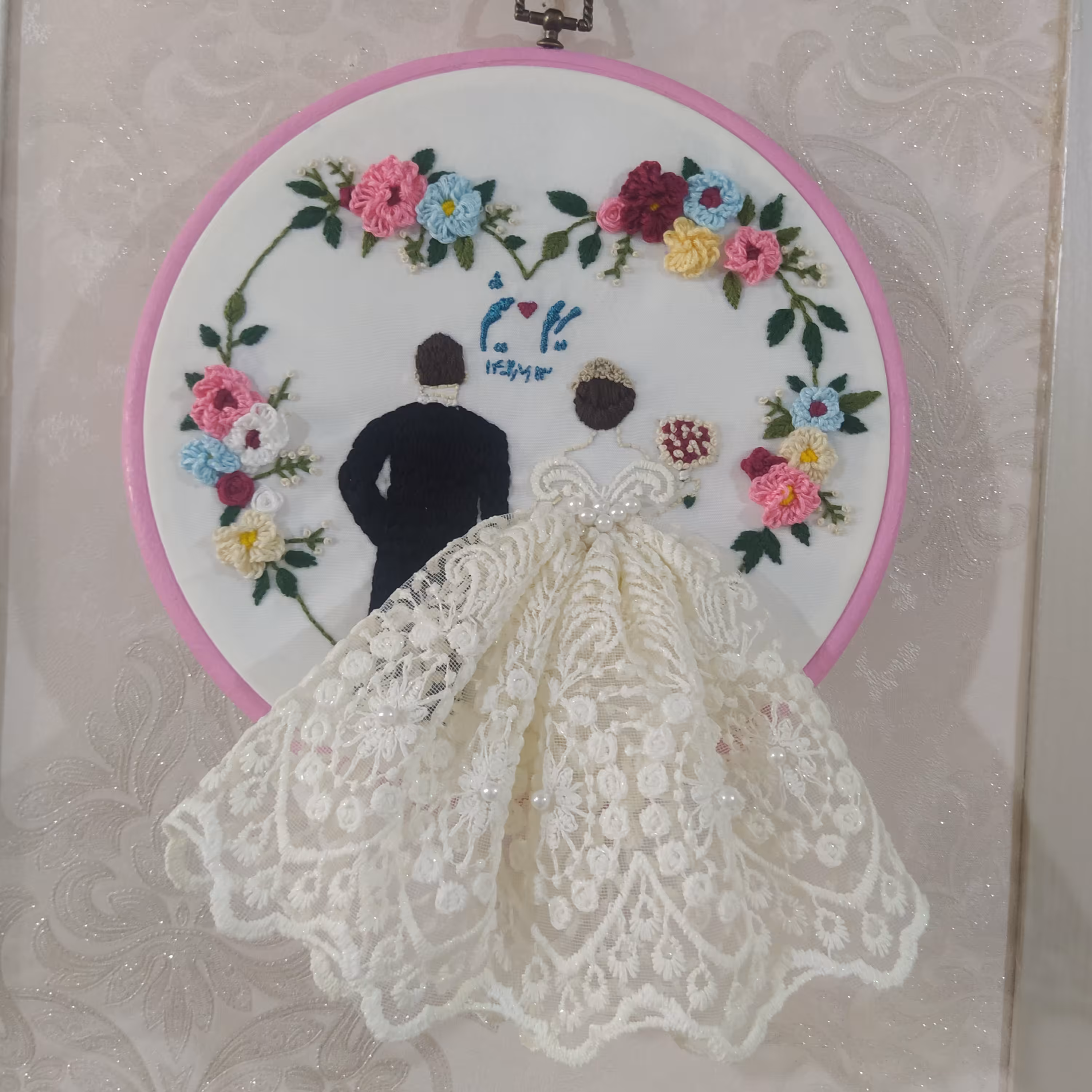 گلدوزی تقویم سالگرد ازدواج و نامزدی سایز بزرگ 