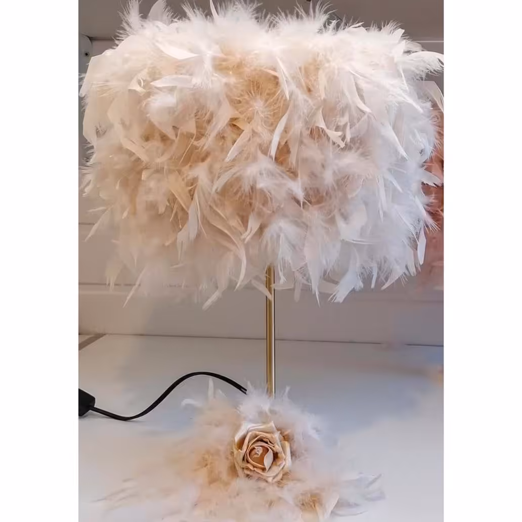 آباژور پر استوانه ای کرم ساده