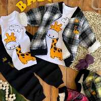 ست سه تیکه زرافه(سویشرت شلوار و تیشرت)