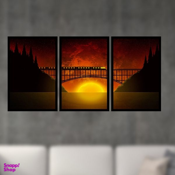 تابلو بکلیت طرح نقاشی پل و قطار مدل B-S4981  مجموعه 3 عددی