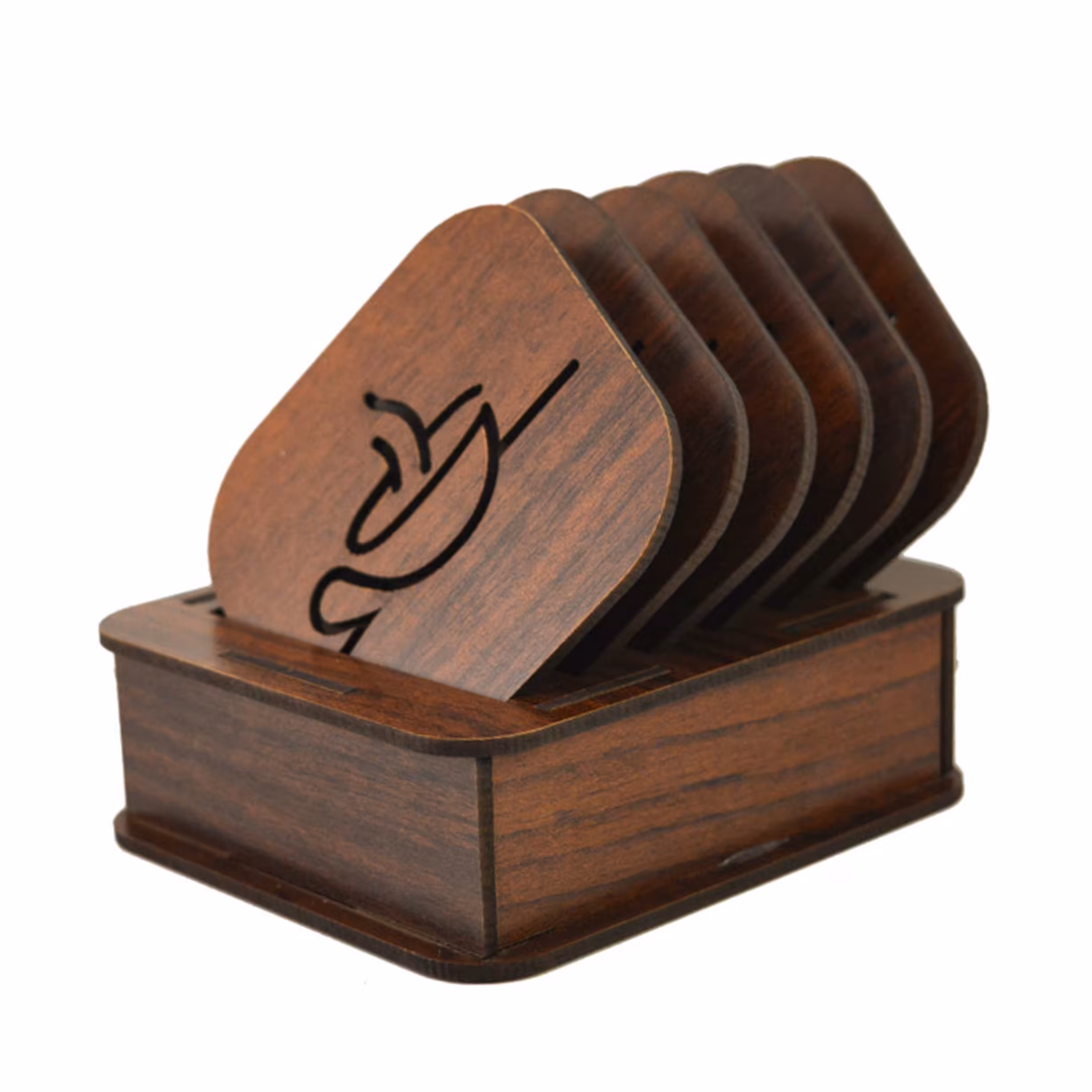 زیر لیوانی طرح فنجان مدل مربع 6 عددی رنگ قهوه ای