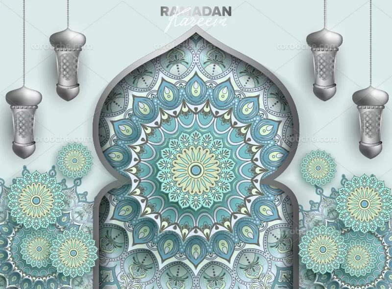 وکتور بک گراند ماه رمضان رنگی | گرافیک با طعم تربچه