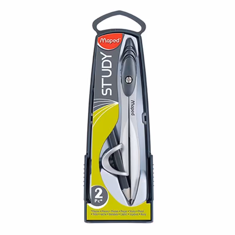 خرید پرگار مپد مداد گیر مدل Study دو تکه سر طلایی و نقره ای کد 194111