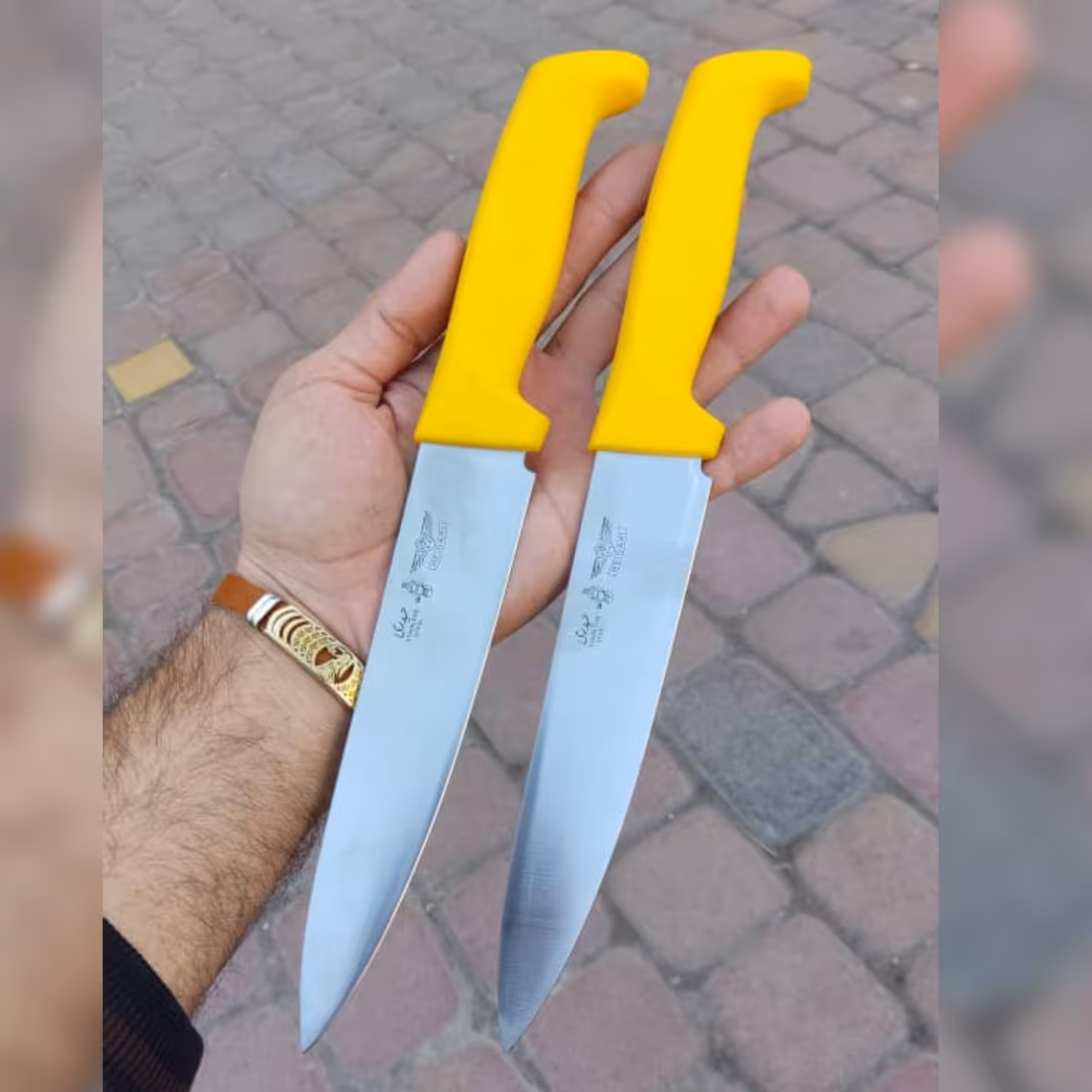 چاقو آشپزخانه دسته زرد 30 سانتی