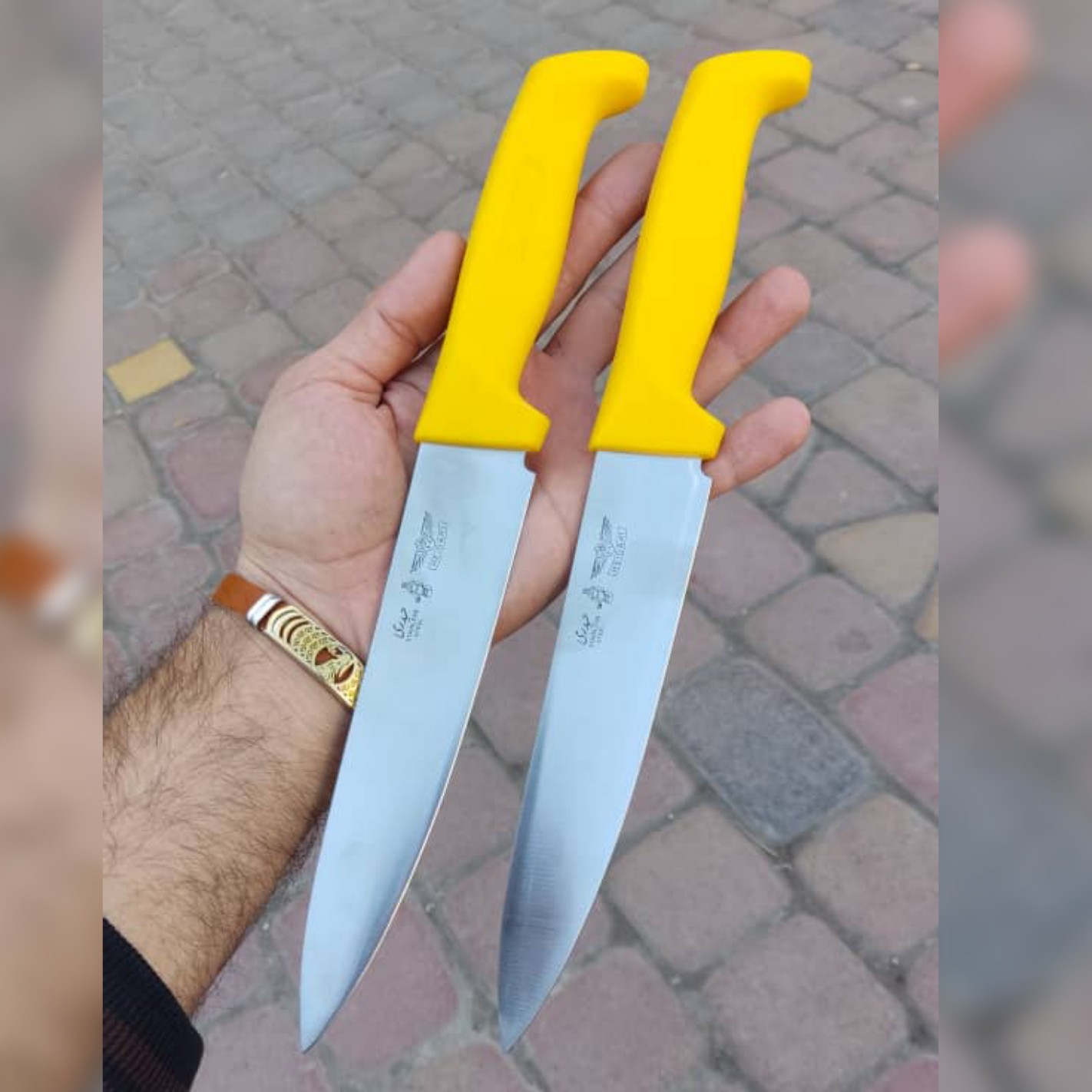 چاقو آشپزخانه دسته زرد 30 سانتی