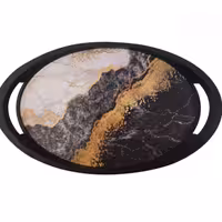 سینی بیضی طرح سنگ سایز 1 بدون واسطه و مستقیم  خرید کنید  در 2رنگ مشکی و سفید به صورت عمده و تک فروشی 