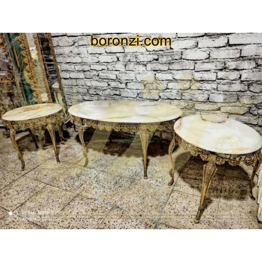 جلو مبلی و عسلی برنزی گل رز چهار پایه