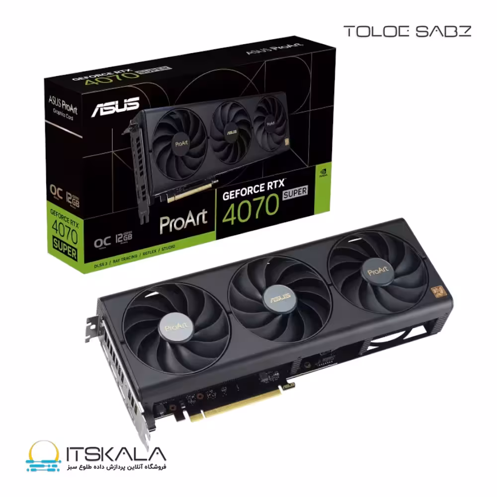 قیمت و خرید کارت گرافیک ایسوس ProArt GeForce RTX 4070 SUPER 12GB GDDR6X OC Edition | ITSKALA