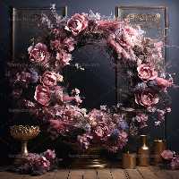 بک دراپ حلقه گل با شمع | گرافیک با طعم تربچه