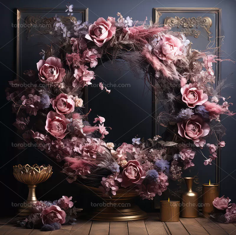 بک دراپ حلقه گل با شمع | گرافیک با طعم تربچه