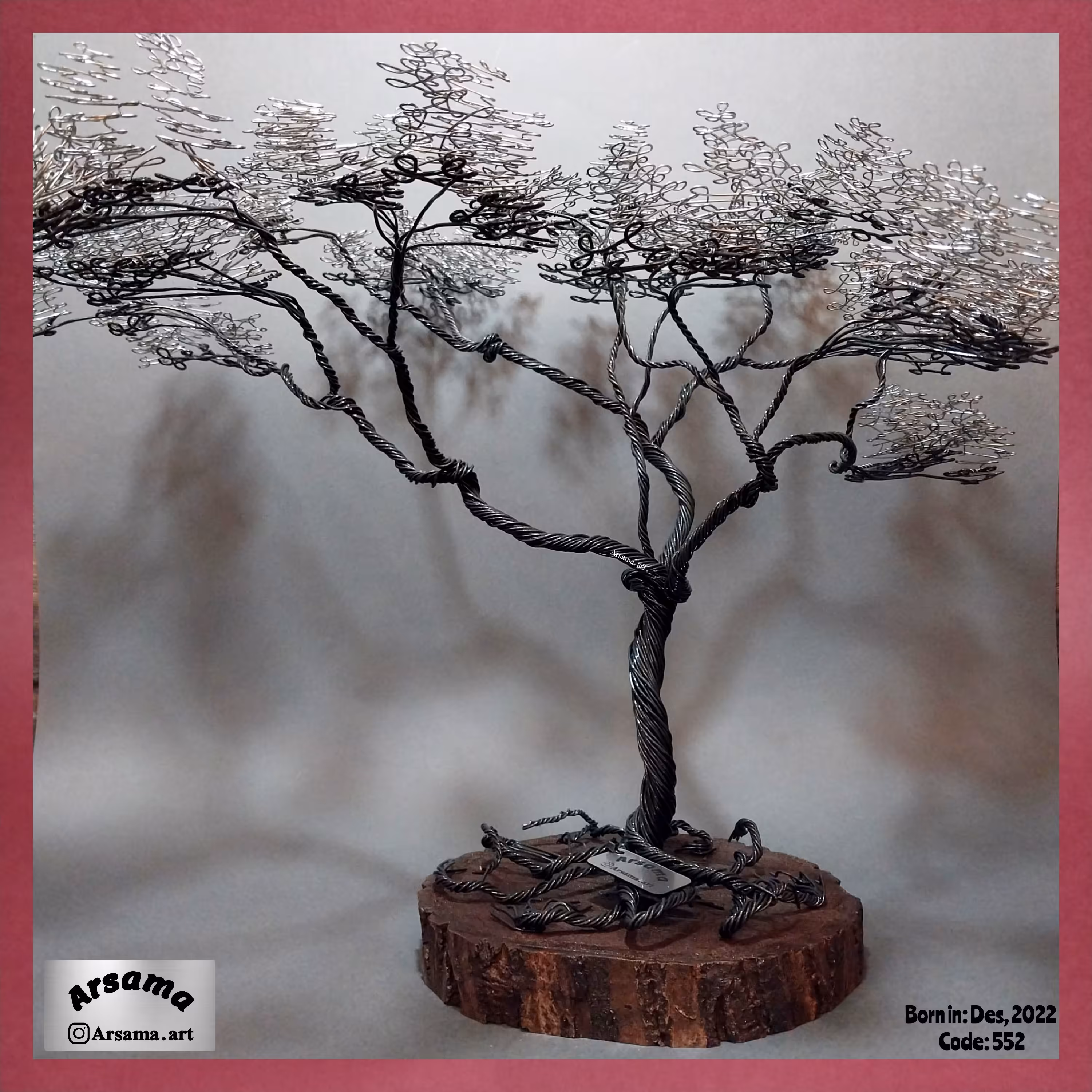 مجسمه دست ساز دکوراتیو مفتولی طرح درخت بن سای با کد اختصاصی 552 ساخت آرساما 