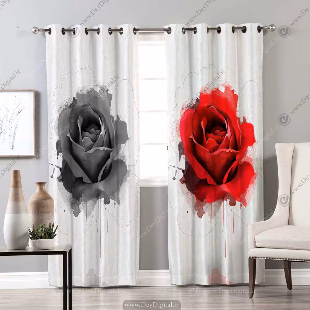 پرده طرح گل رز BA-2774