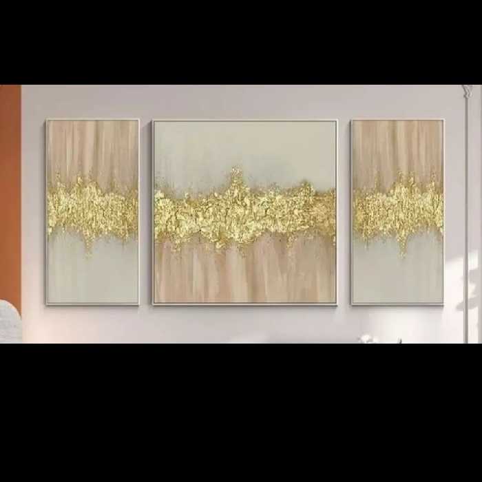 تابلو مدرن و دکوراتیو سفید صورتی طلایی 