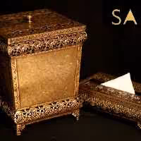 سطل و دستمال چهارگوش شکمدار رنگ آنتیک