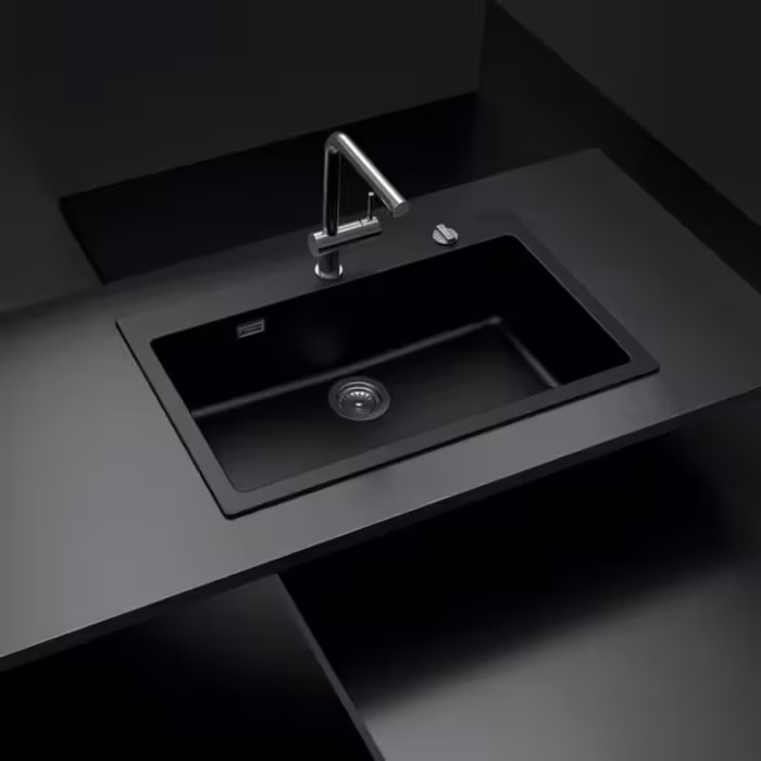 سینک گرانیتی مشکی  تک لگنه بدون سینی