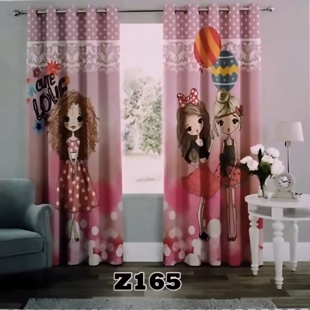پرده چاپی پانچ اتاق نوجوان دو قواره طرح فانتزی  کد z165 (پس کرایه)
