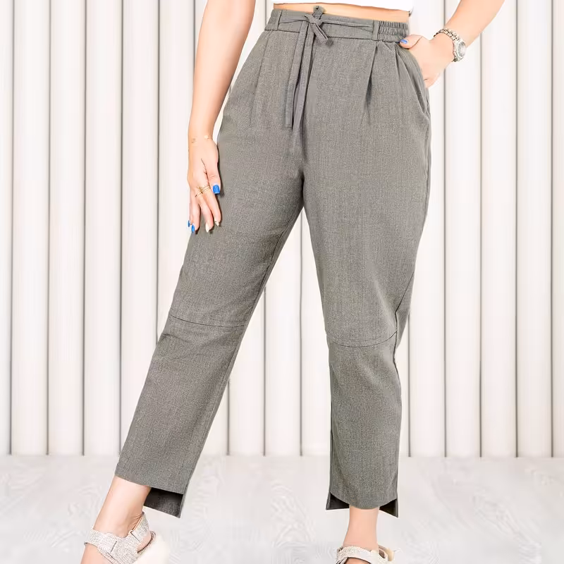 شلوار لینن مشکی کرم سدری  سایز 36 تا 46