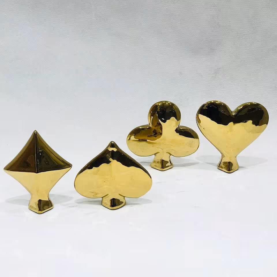 پاسور4 تکه سرامیکی طلایی اشکال هندسی ورق بازی (فقط پک 4 تایی) 